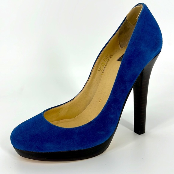 N.Y.L.A blue Jacie shoe high heel size 6.5 leather upper - Picture 1 of 10